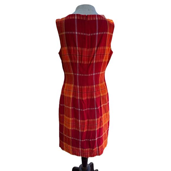 Dani Max 80s Red Orange Plaid Day Dress Size 6 - Picture 6 of 8
